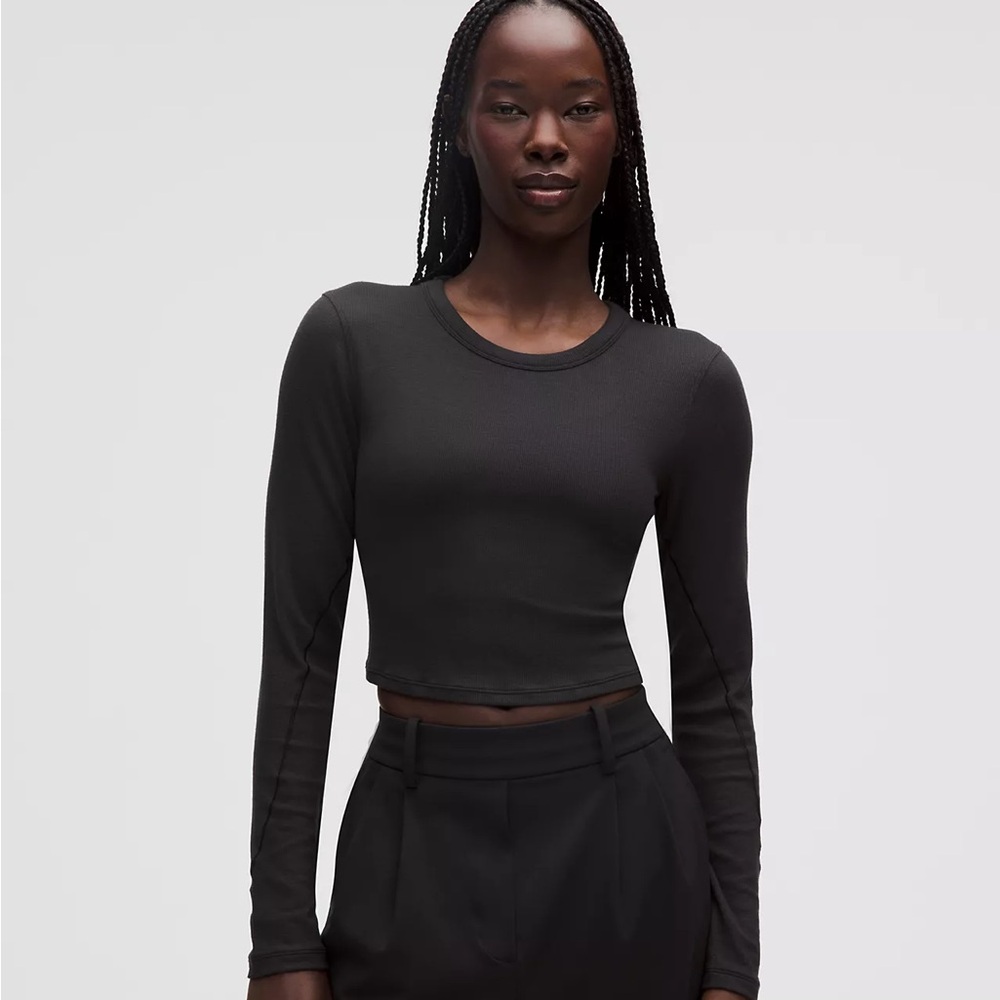 Hold Tight Straight-Hem Cropped Long-Sleeve Shirt